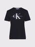 CALVIN KLEIN JEANS MONOGRAM GLITER PRINTED T-SHIRT - BLACK